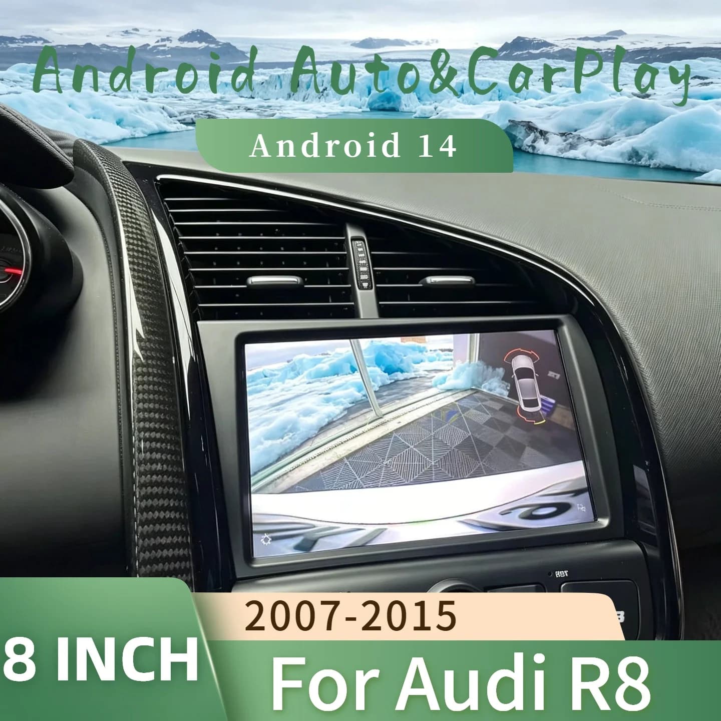 Android 14 CarPlay Auto 8'' Car Radio For Audi R8 2007-2015 GPS Navigation Stereo Multimedia Recorder Music DVD Player Head Unit