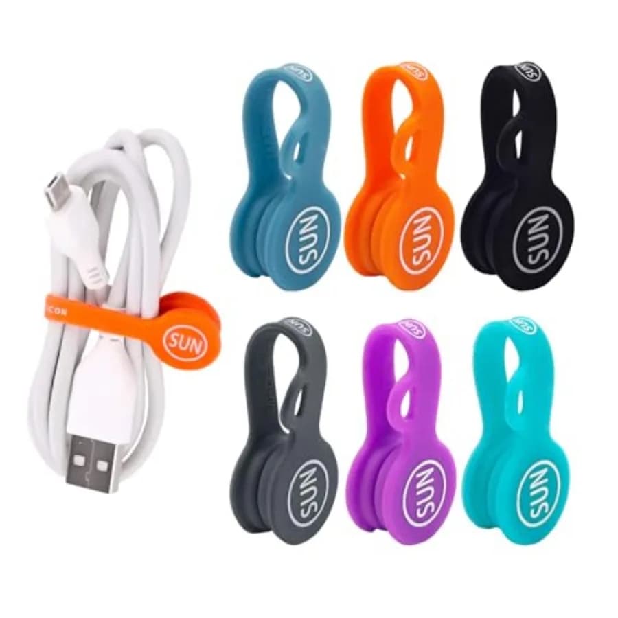 6 Pack Magnetic Cord Organizers Cable Clips Cable Straps Silicone Twist Ties Colorful Headphone Cord Keeper Holder Manager Book