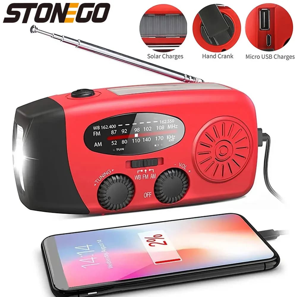Multifunctional radio FM emergency crank generator for outdoor table lamp with charging lighting for solar phone