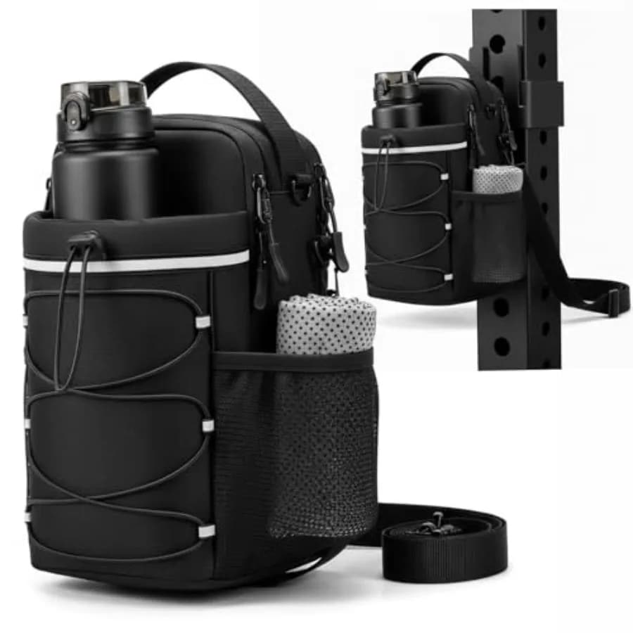 Borsa da Palestra Magnetica con 8 Magneti Super Potenti, Borsa a Tracolla per Bottiglia d'Acqua, Porta Bottiglia Magnetico con Cinturino per Uomo