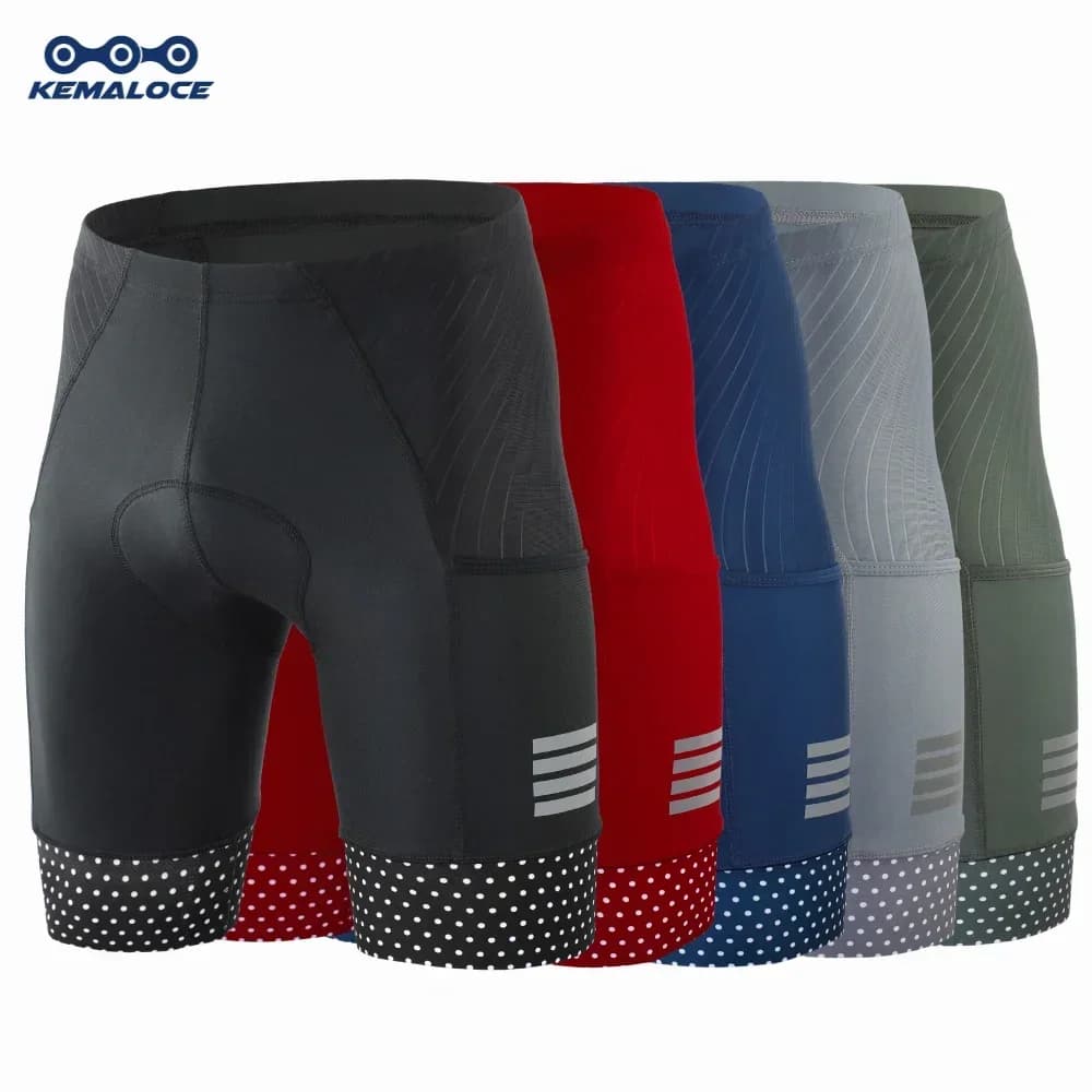 KEMALOCE Men's Cycling Shorts Empty BlackGrigioRed Gel Pads Summer Bike Shorts Road Running Tablets Reflective Bike Shorts