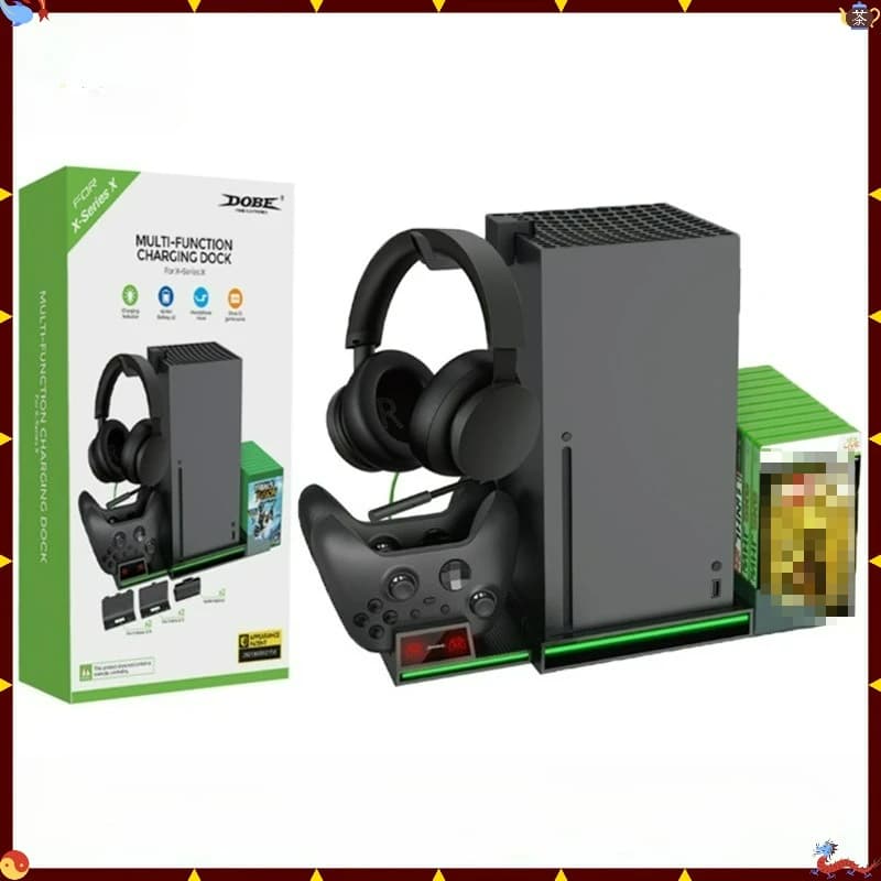 Dock di Ricarica per Console Xbox Series S X ONE XSS XSX con Controllo Intelligente della Temperatura, Ventola di Raffreddamento e Supporto con Luce RGB