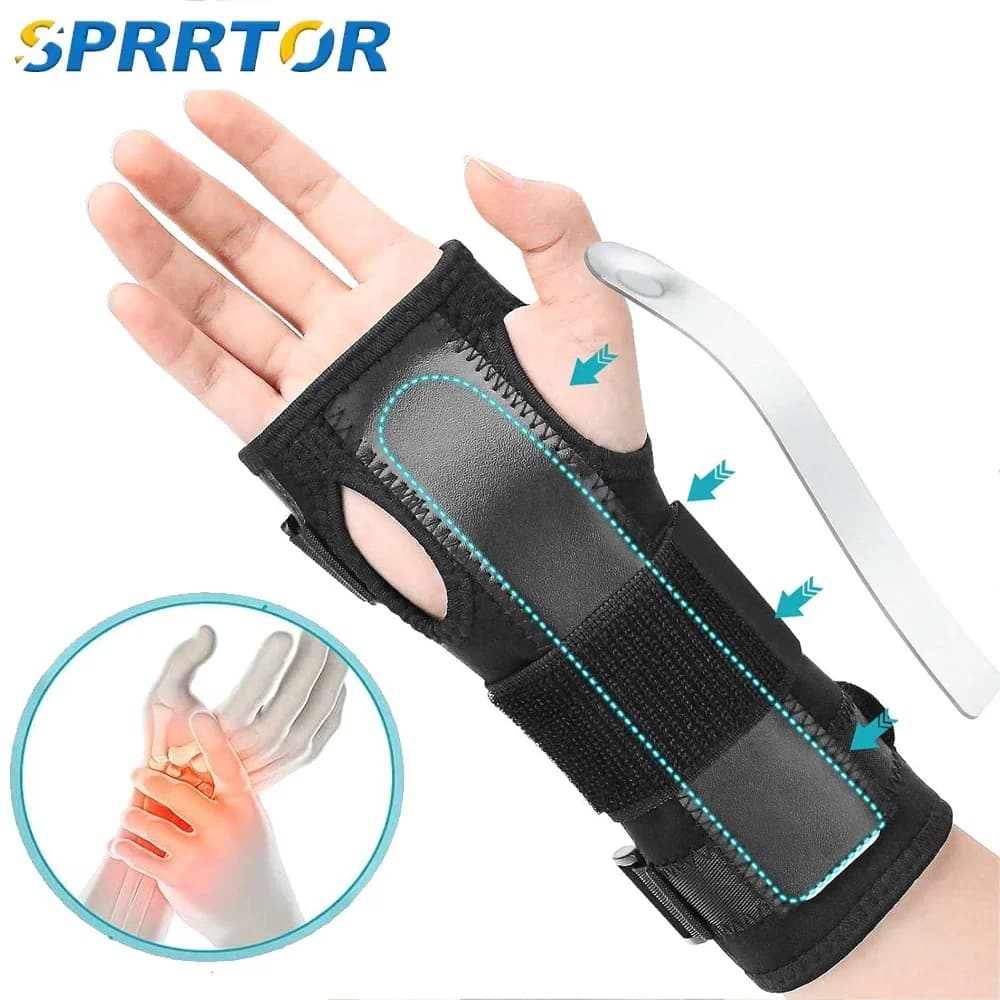 Supporto per tutore per polso per tunnel carpale 1PC con 3 cinghie e stabilizzatore per stecca metallica - Allevia tendinite artrite dolore al tunnel carpale