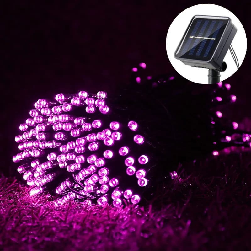 Catena Luminosa Solare da Esterno a 8 Modalità, Luci LED Decorative per Natale e Festività, Illuminazione Impermeabile per Giardino e Cortile