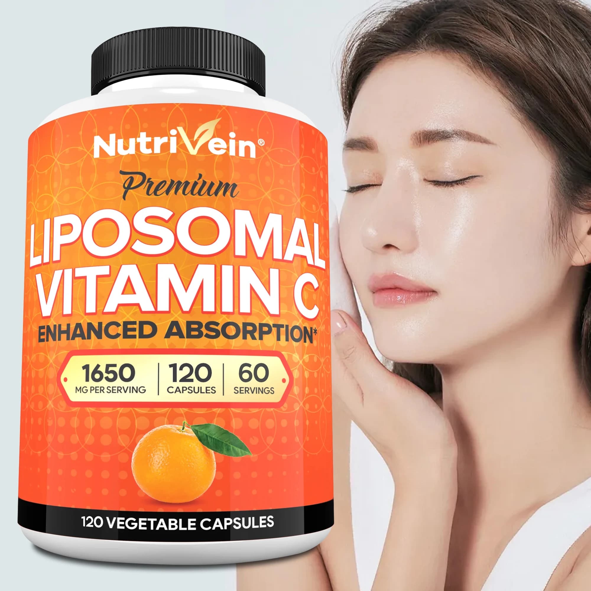 1650 mg liposomal vitamin C capsules - Promotes collagen production, powerful antioxidant, immune health