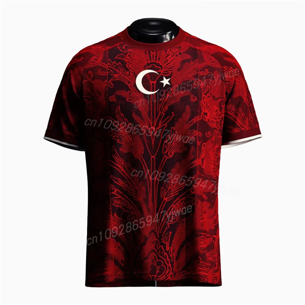 Maglia da Calcio Turchia Edizione Speciale Nera e Rossa 26-27 per Tifosi, Leggera, Traspirante, ad Asciugatura Rapida, Abbigliamento Sportivo Estivo, T-Shirt da Uomo