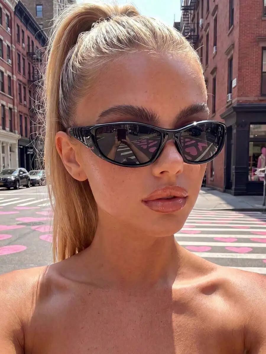 Womens Futuristic Y2K Style Cat Eye Sunglasses Retro Chic Street Fashion