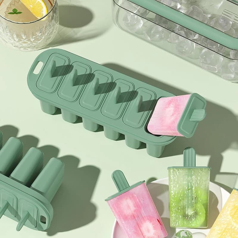 Stampo per ghiaccioli portatile - Stampo per gelato riutilizzabile per ghiaccioli fatti in casa - Vassoio con manico in bastoncino per divertenti utensili da cucina estivi fai-da-te