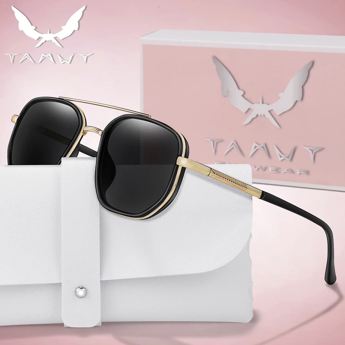 Square Polarized Sunglasses UV400 Protection for Men & Women Outdoor Cycling Driving Hiking Fishing Eyewear with Box