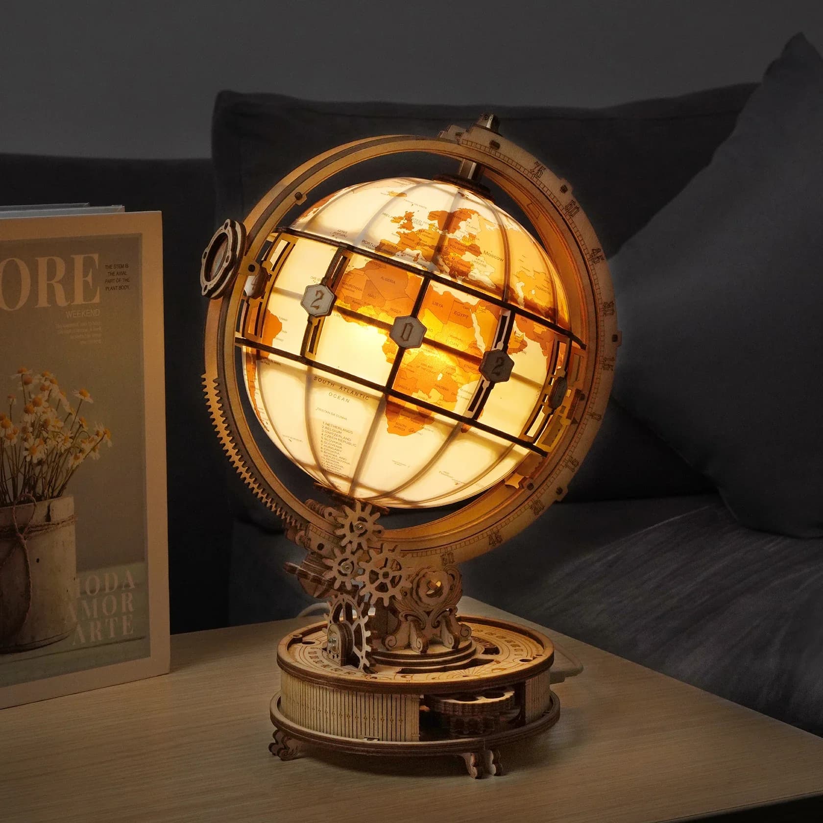 Wooden Globe Lamp 3D Puzzle Games for Birthday Gift for Kids Adults for Home Decor Building Blocks Children and Adult 3D Puzzles