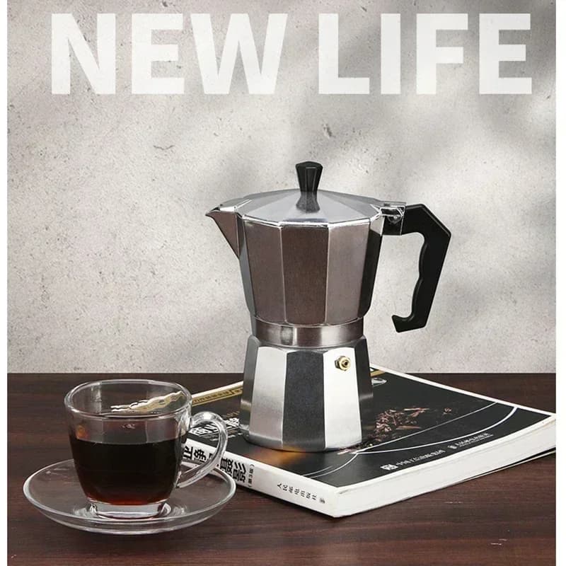Nuovo Alluminio Moka Pentola Per Uso Domestico 50ml-600ml Bruciatore Elettrico Stufa Top Caffettiera Espresso Caffettiera Caffettiera Pentola di Estrazione