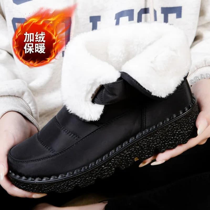 Stivaletti in caldo pile da donna resistenti all'acqua suola in gomma antiscivolo cinturino in velcro comode scarpe invernali leggere e durevoli