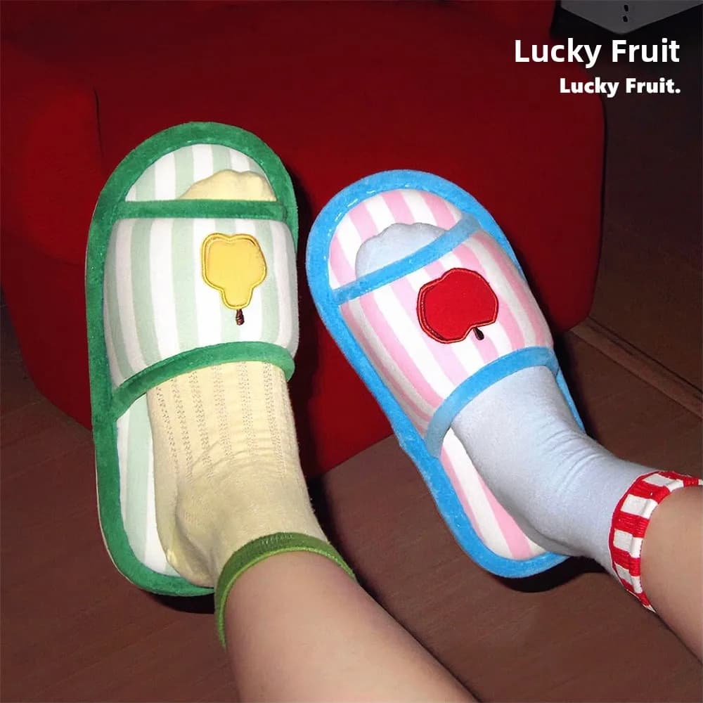 Pantofole Casual in Cotone e Lino da Donna, Sottili a Righe Bicolore, Scarpe da Casa Carine a Forma di Pera per Studentesse, Primavera Estate