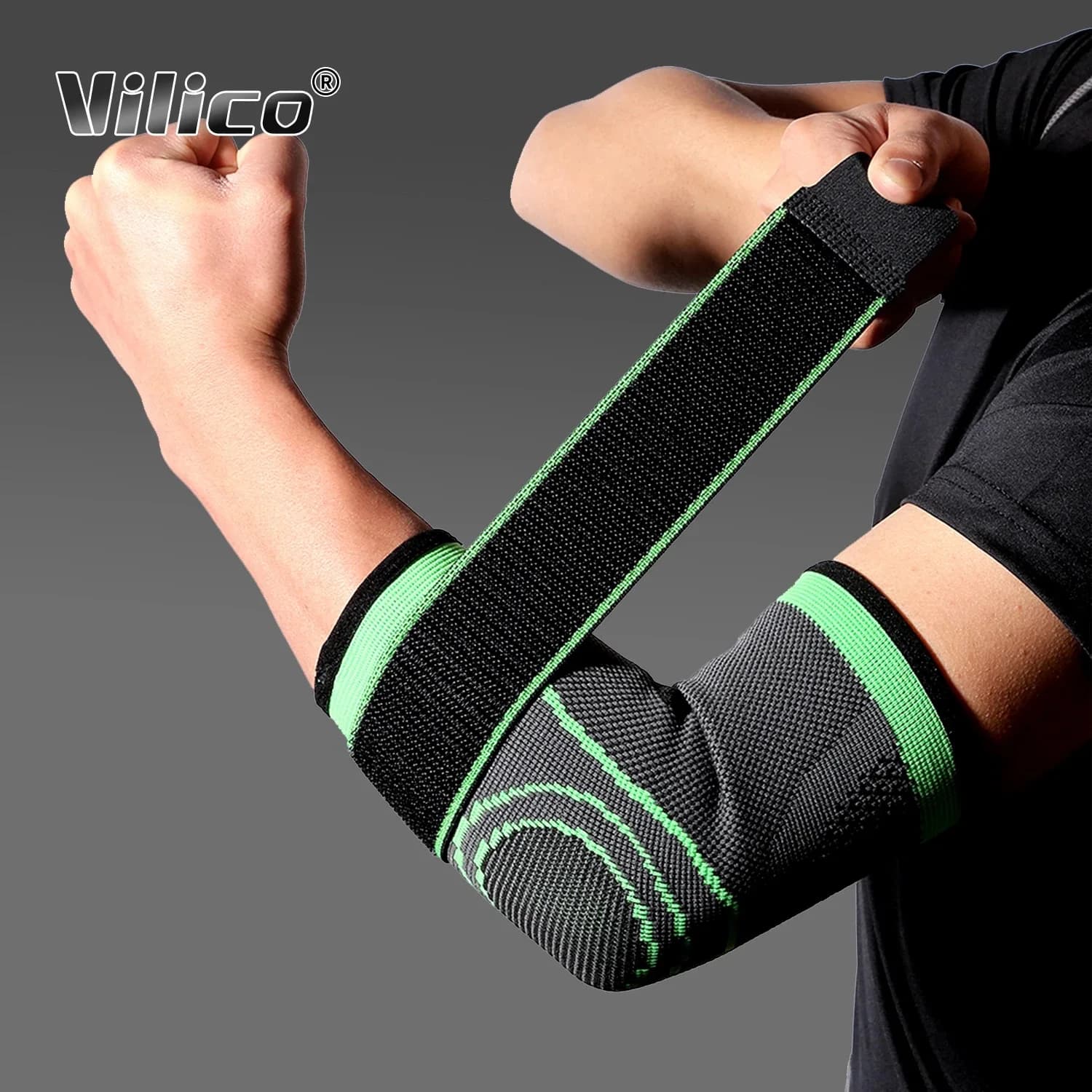 1 Pezzo Protezione Elastica per Gomito Sportiva, Ventilata, con Silicone Antiscivolo, Protezione per Braccio per Basket e Tennis
