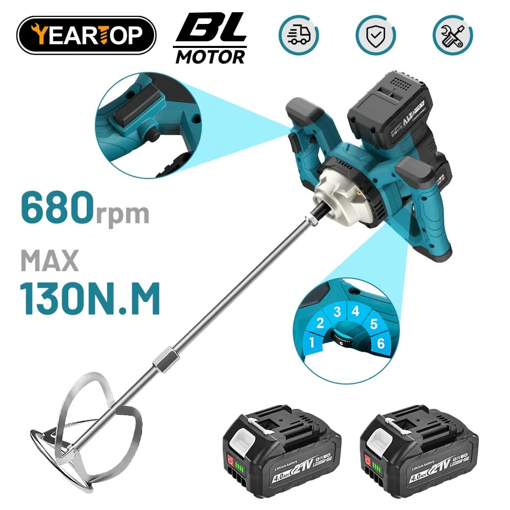 6 Speed Electric Concrete Mixer Cordless Malta Concrete Mixer Gesso Mixer Makita 18v Battery Paint Mixing Rod