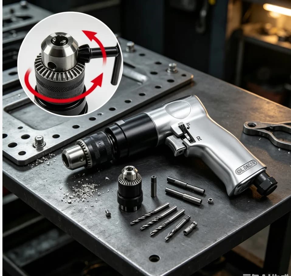3/8'' Professional Air Drill High-speed Pneumatic Drill Reversible Rotation Tool For Drilling On Walls, Floors, Iron Plate Etc