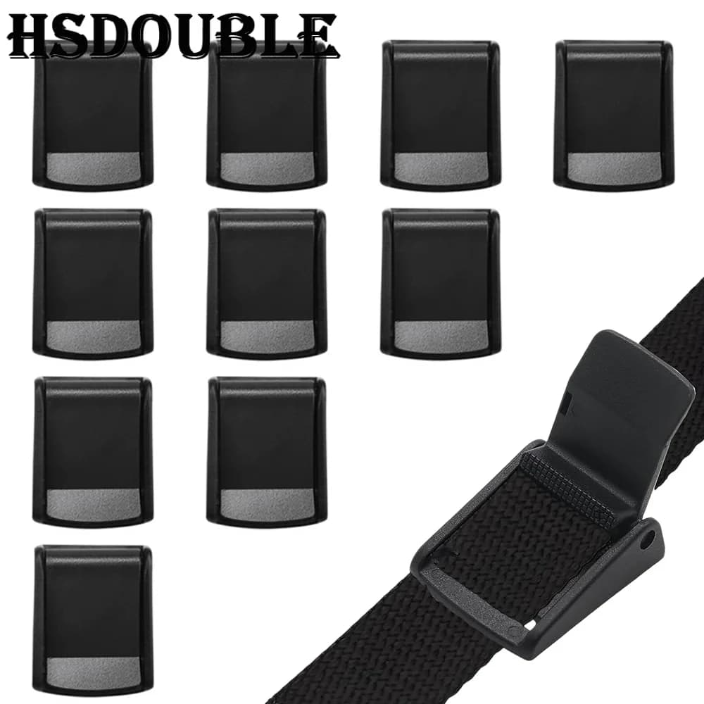 Adjustable Black Plastic Cam Buckle 15-50mm Webbing Strap Clip for Pet Vest Backpack Luggage Belt DIY Craft Accessories