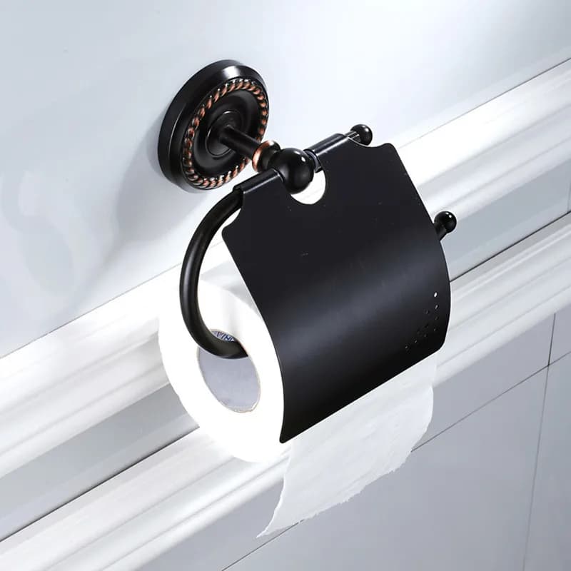 nuovo porta fazzoletti nero Portarotolo di carta igienica Hardware Ciondolo Porta rotolo a parete in ottone zigrinatura Rame antico scuro