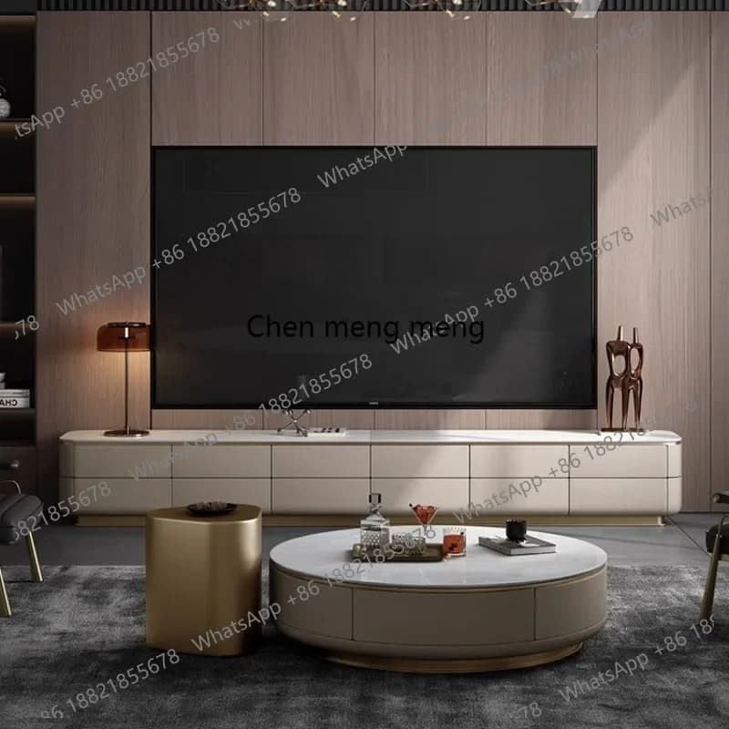 D150 Mobile TV Minimalista di Lusso con Ripiani Portaoggetti, Table TV from Terra per Soggiorno, Replica di Arredamento