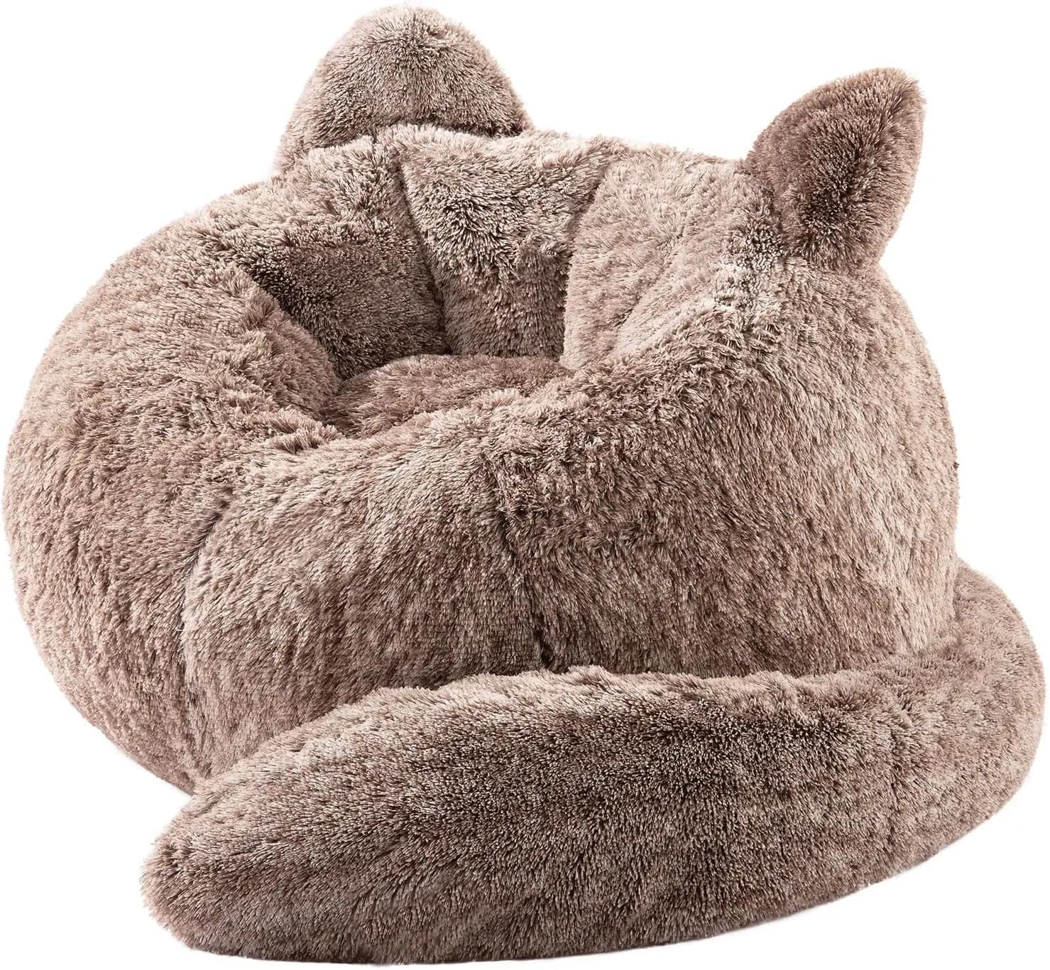 Poltrona Gigante a Forma di Gatto in Pelliccia Sintetica per Adulti e Adolescenti, Divano Morbido per Gaming e Lettura in Soggiorno o Camera da Letto
