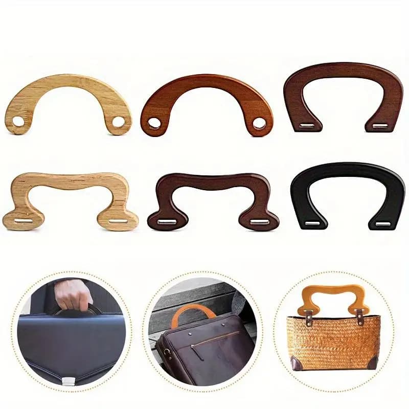 1Pcs Crochet Knit Bag Handles Natural Wood Arch Bag Handle Replacement DIY Handbags Purse Luggage Handcrafted Handle
