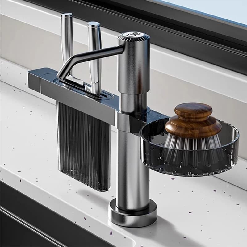 Dispenser di sapone da cucina con portacoltelli e portaoggetti Strumenti per lavello da cucina Tubo di prolunga Dispenser di sapone detergente