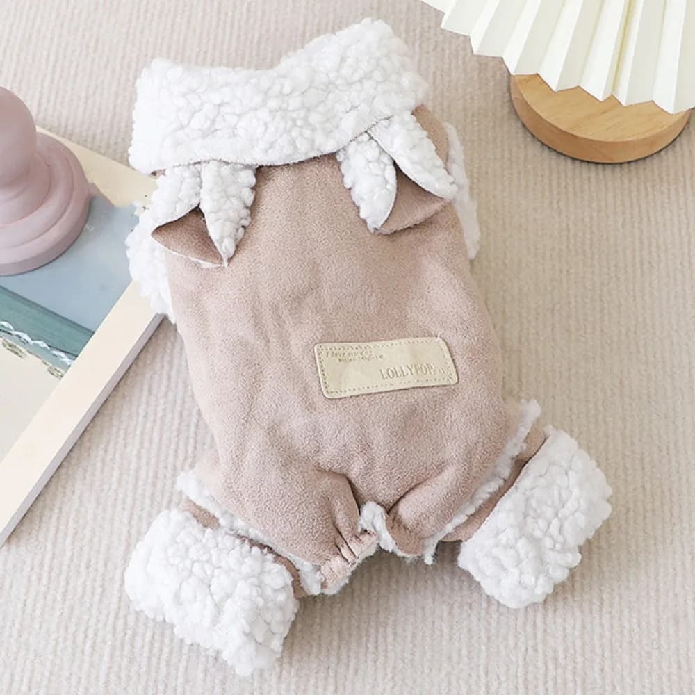 Cozy Thicken Four Legged Dog Clothes Warm Fur Collar Dog Jacket Coat Plush Dog Jumpsuit Winter Season