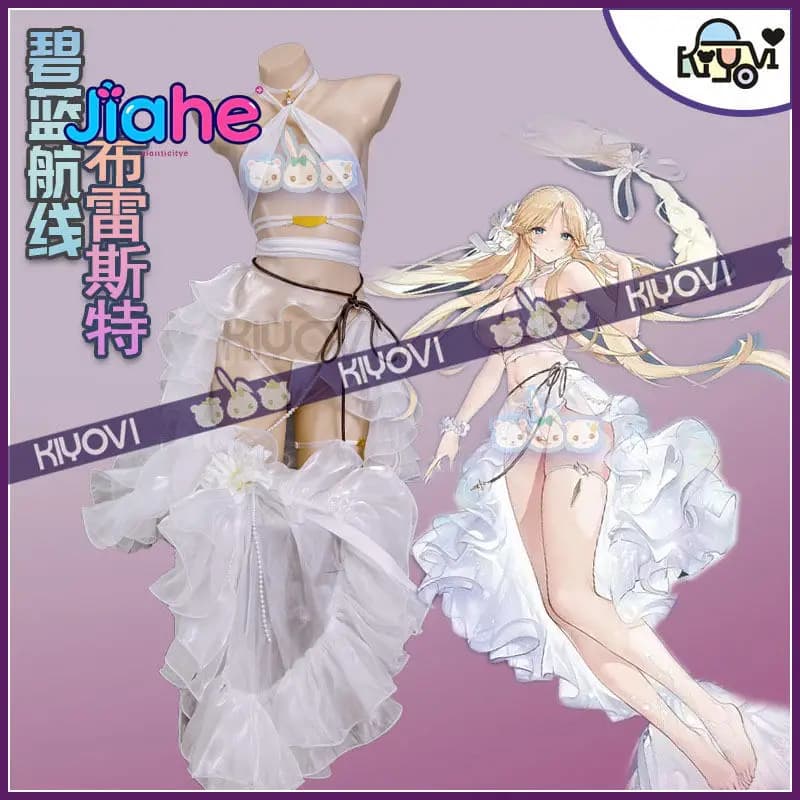 FFNF Brest Costume Cosplay Anime Azur Lane, gonna a coda di pesce elegante da donna, accessori per la testa, costume da bagno sexy per Halloween e carnevale