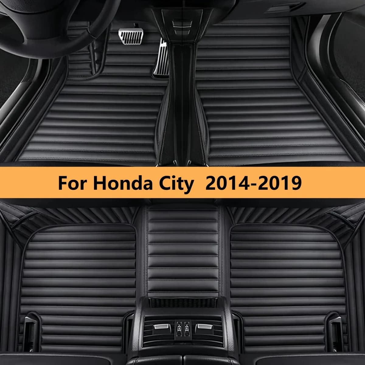 Car Floor Mats Fit For Honda City 2014 2015 2016 2017 2018 2019 Auto Leather Front Rear Row Carpet Pads Full Set Foot Matts Rugs