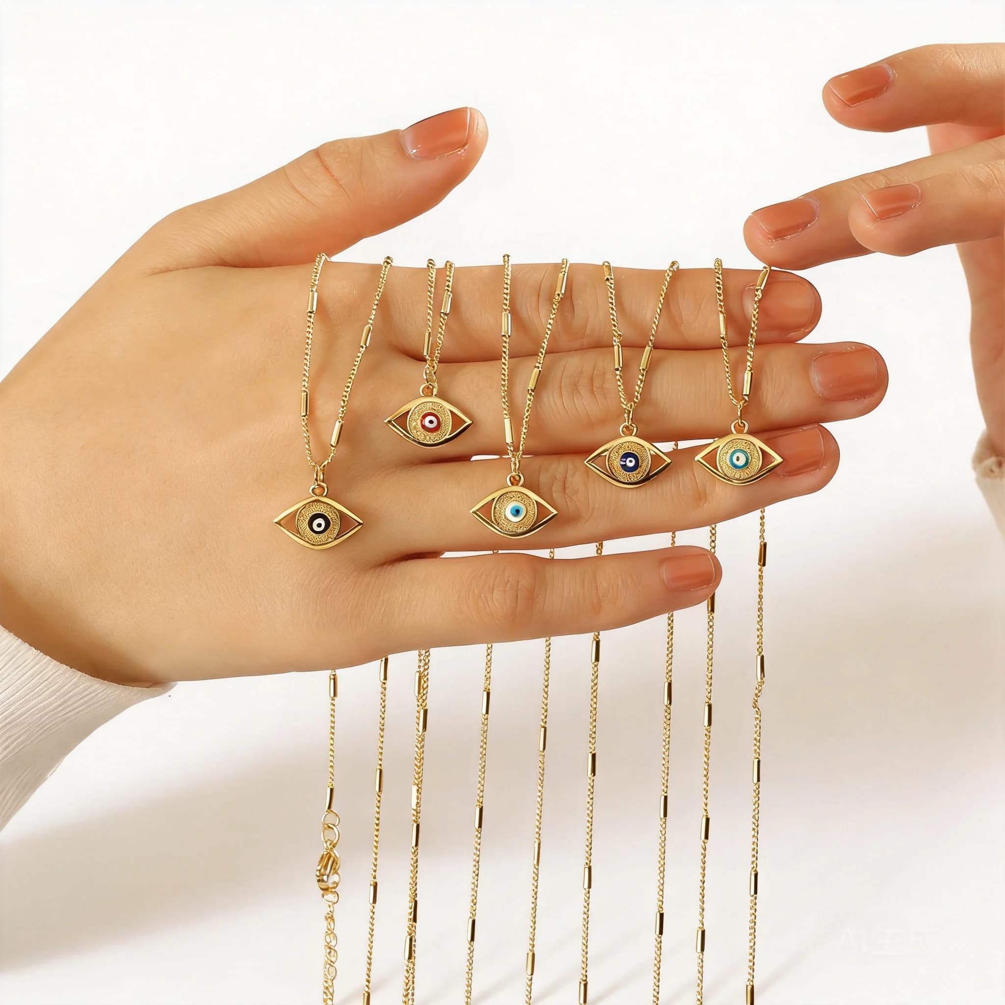 Chinese Style Lucky Evil Eye Pendant Necklace For Women Gold Plated Copper Enamel Clavicle Chain Trendy Blessing Good Luck Amule