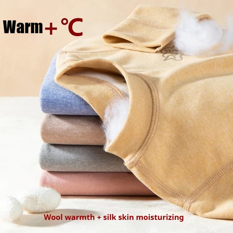Set di biancheria intima termica per bambini per adolescenti, in lana, seta naturale, strato base, traspirante, accogliente, caldo, pigiama invernale e pigiama per ragazzi e ragazze