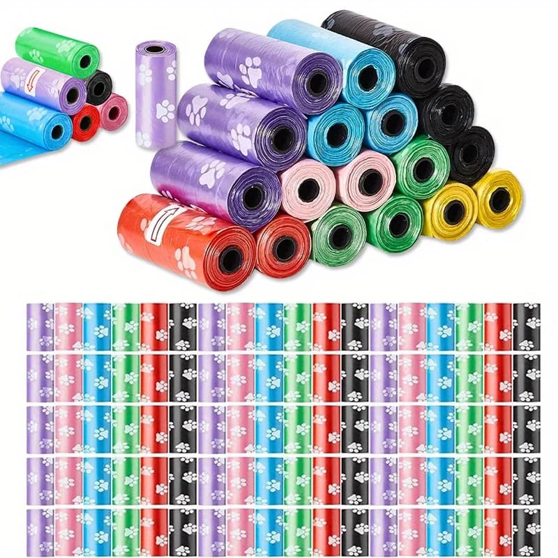 Sacchetti igienici stampati per animali domestici, sacchetti igienici per cani, 15 pezzi/rotolo, forniture per la pulizia di cani e gatti, comodi da trasportare