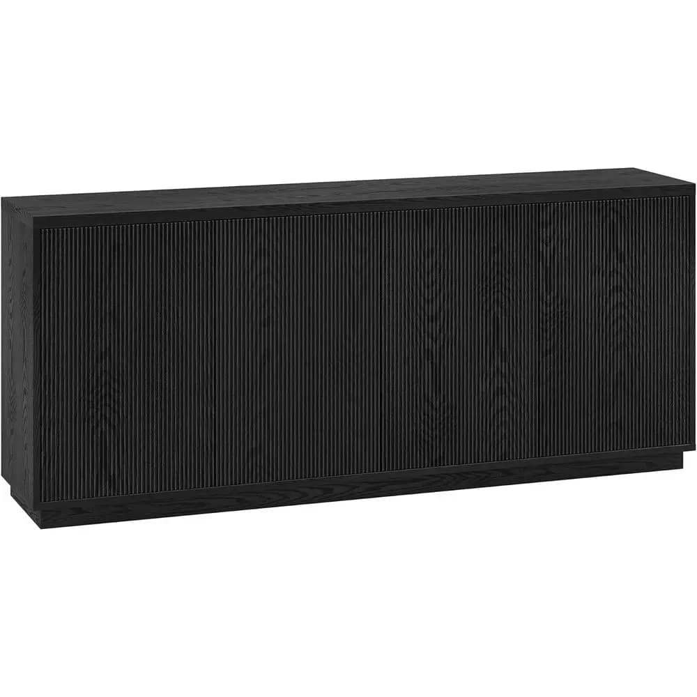 Credenza in legno a costine con 4 ante, ripiani regolabili, gestione dei cavi, adatta per sala da pranzo, cucina, spazi abitativi