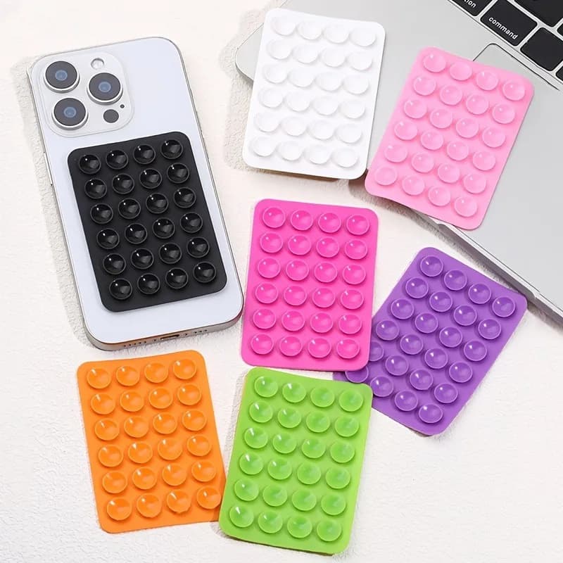 1pc Silicone Phone Anti Suction Cup Pad, 24pcs Silicone Suction Cups, Adhesive Design, Multi-Color Options Compatible With IPhone