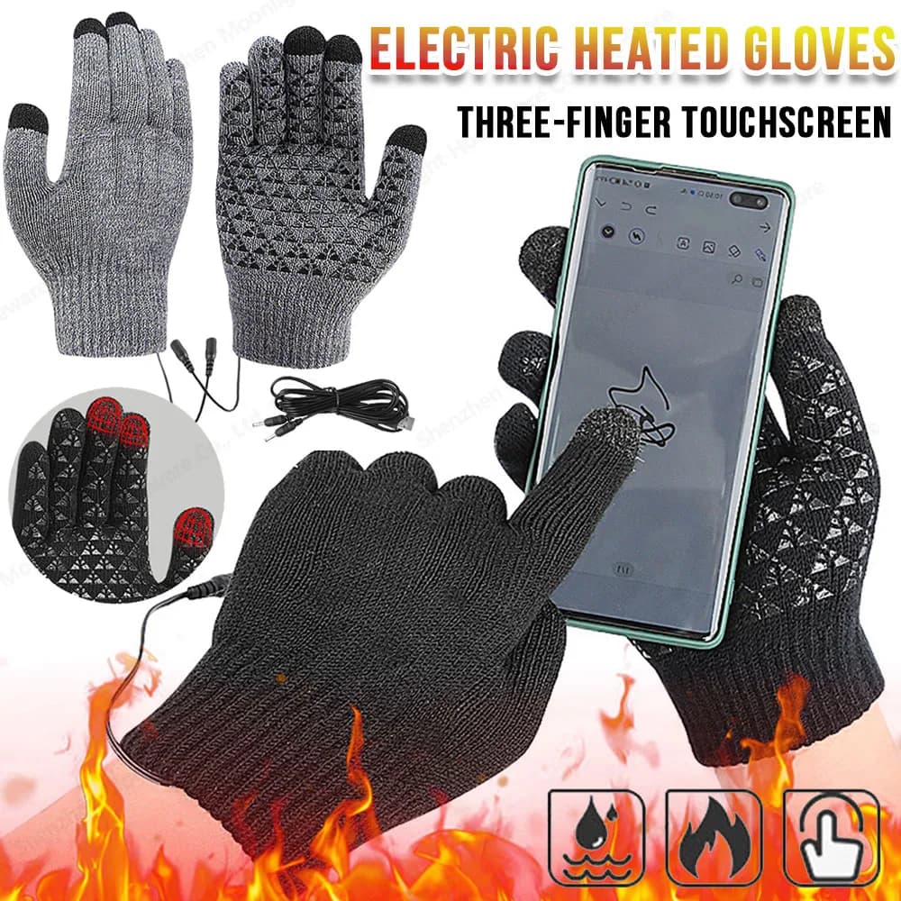 Winter gloves heaters knitting electric thermal gloves waterproof snowboard cycling bike skiing outdoor