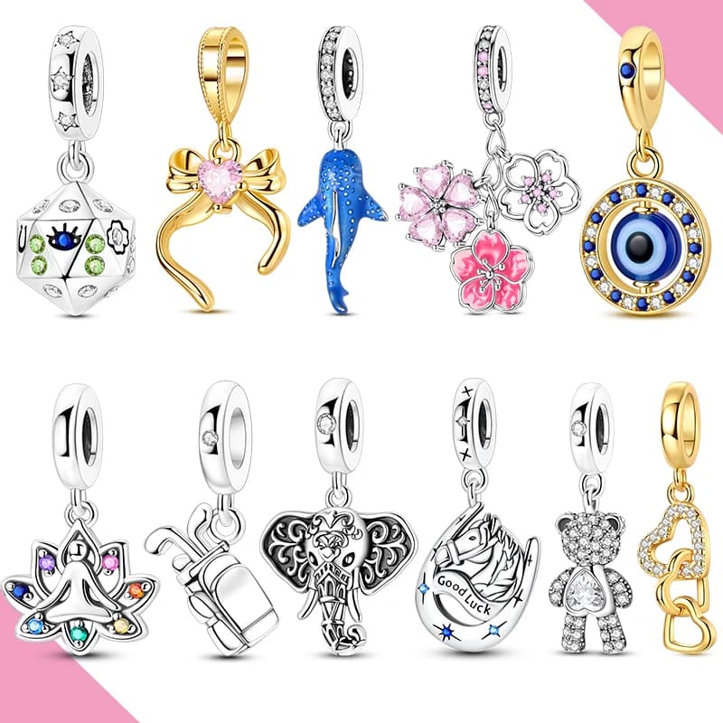 Ciondoli e Perline in Argento Sterling 925 per Bracciali Originali: Fungo, Squalo Balena, Dado - Gioielli Raffinati da Donna