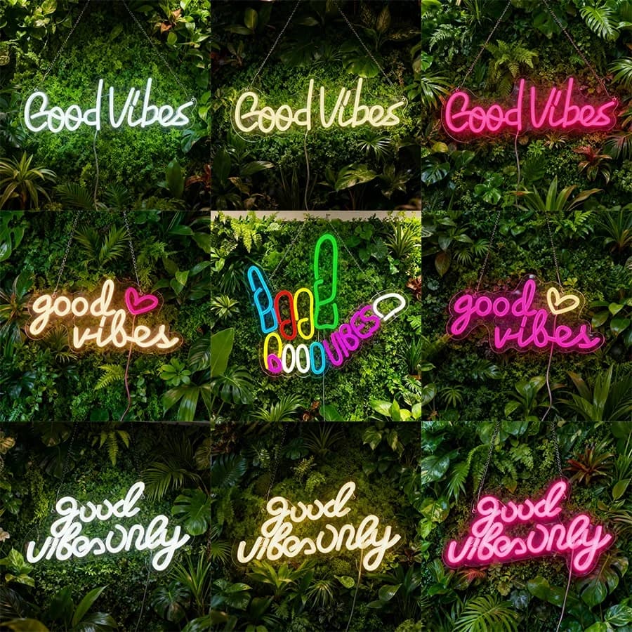 Insegne al neon Good Vibes Only per decorazioni murali, insegne luminose a LED per camera da letto, sala giochi, feste, club, decorazioni natalizie