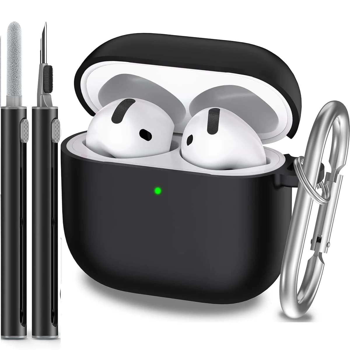 for AirPods 4th Generation Case Cover 2024, Military Grade Soft Silicone Shock-Absorbing for AirPods 4 Case with Keychain & Clea