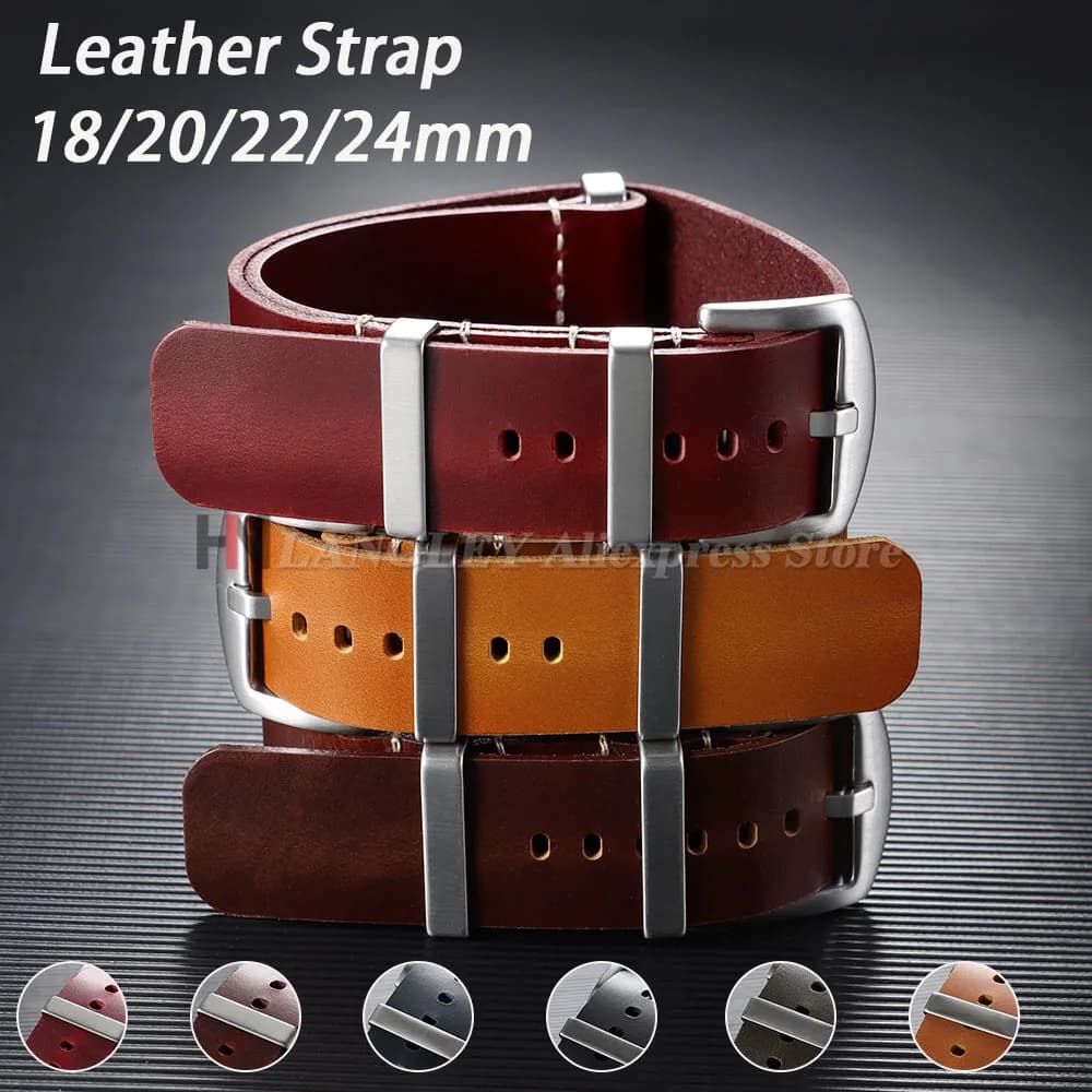 Vintage Genuine Leather Watchband 18mm 20mm 22mm 24mm for Seiko for Omega Watch Band Women Man Universal Stitching Cowhide Strap
