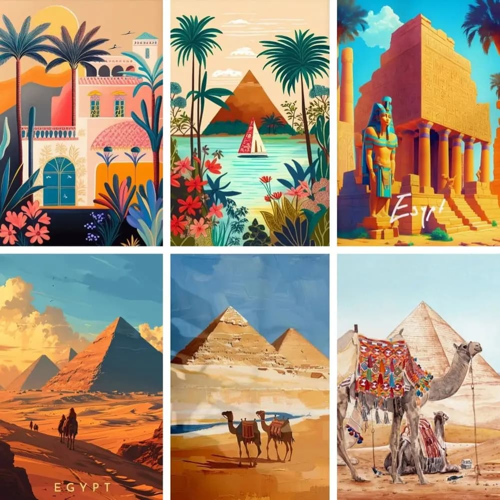 DIY Diamond Painting Ancient Egyptian Landscape Pyramids 5D Full Drill Mosaic Cross Stitch Embroidery Picture Rhinestone Art