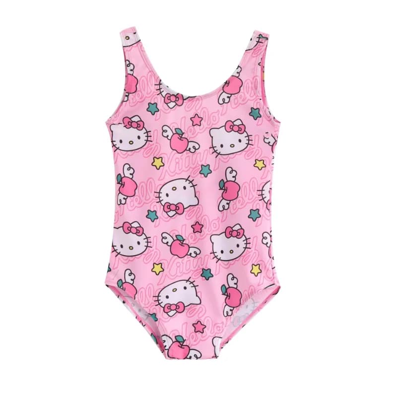 Sanrio Hello Kitty Costume da bagno intero per bambini Kawaii Kuromi Cinnamoroll Costume da bagno per ragazza e ragazzo, bikini da esterno, ad asciugatura rapida, abbigliamento da spiaggia
