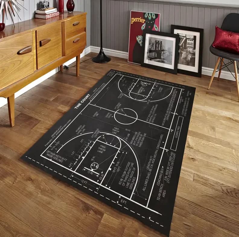 Basketball Field Mat, Games Room Decoration, Large Living and Office Carpet
