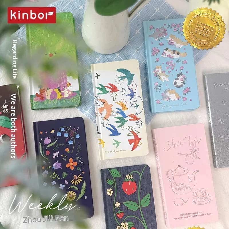 Kinbor Cute Illustration Weeks Handbook Undated Weekly Planner Portable Todo List Pocket Notebook For Students Time Management