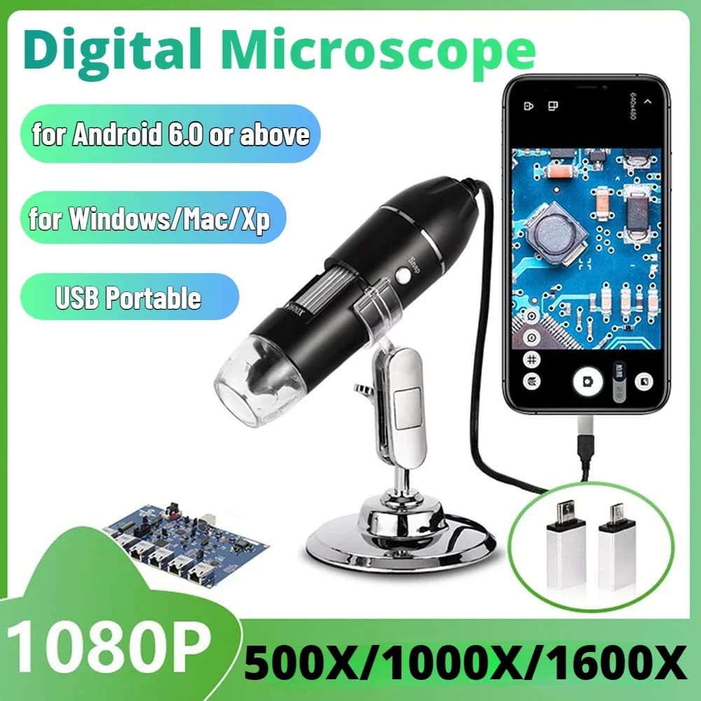 Microscopio elettronico portatile 500X/1000X/1600X microscopio digitale per strumenti di riparazione del telefono cellulare con lente d'ingrandimento a LED per saldatura