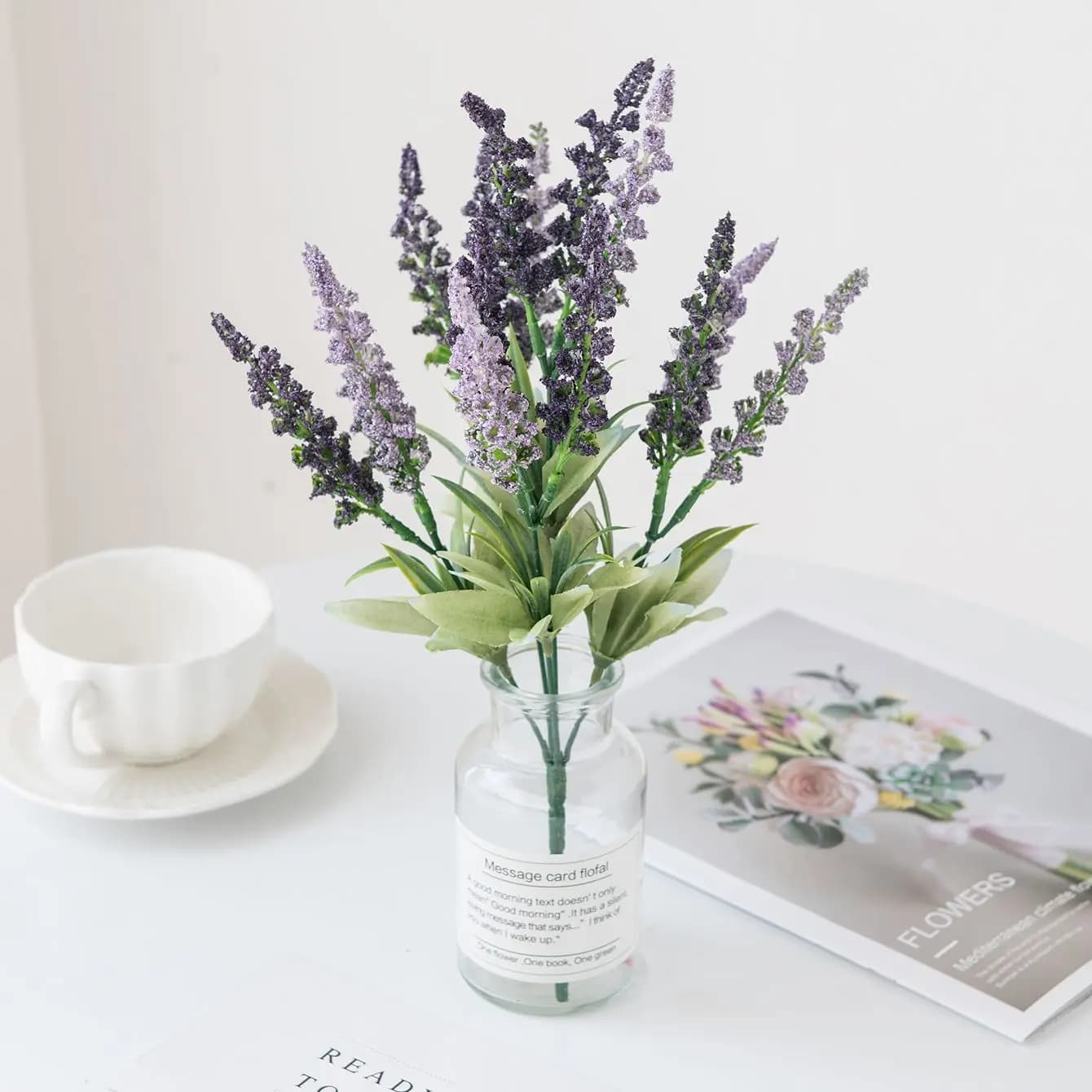 Fiori Artificiali, Pianta di Lavanda, Ghirlanda per San Valentino e Matrimoni, Decorazione per Casa, Stanza, Esterni, Giardino, Vaso, Bouquet da Sposa, Confezioni Regalo