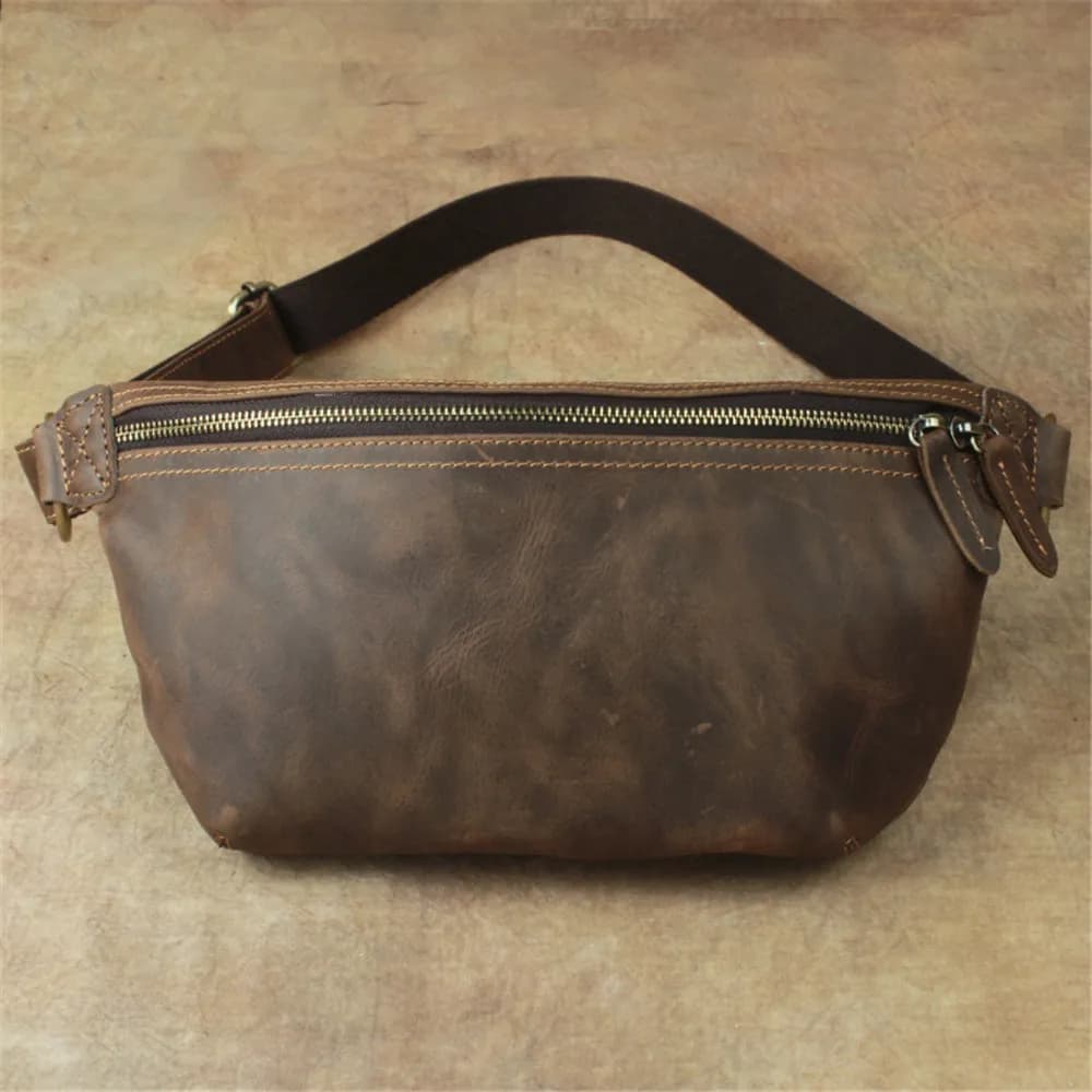 Fanny Pack Borsa da petto da uomo Borsa da cintura per telefono in vera pelle Custodia da viaggio Bum Hip Borsa da petto Bagpack Messenger maschile bauchtasche