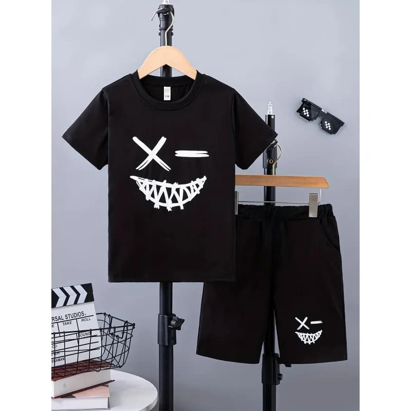 Completo casual da uomo in 2 pezzi ad asciugatura rapida, t-shirt girocollo e pantaloncini, set leggero e traspirante per comfort e sport tutto il giorno