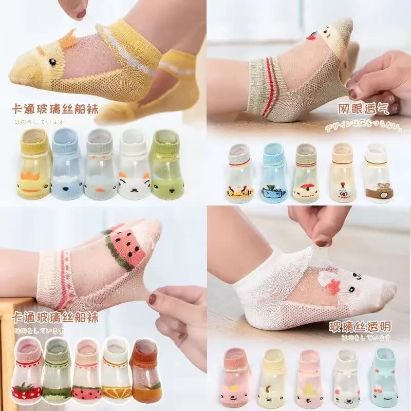 5 paia di calzini per bambini con simpatici orsetti dei cartoni animati, calzini alla caviglia morbidi e alla moda, traspiranti, casual, ad alta resilienza, per bambini