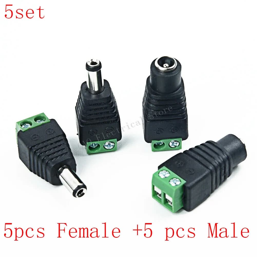 5pcs Female +5 pcs Male DC connector 2.1*5.5mm Power Jack Adapter Plug Cable Connector for 3528/5050/5730 led strip light