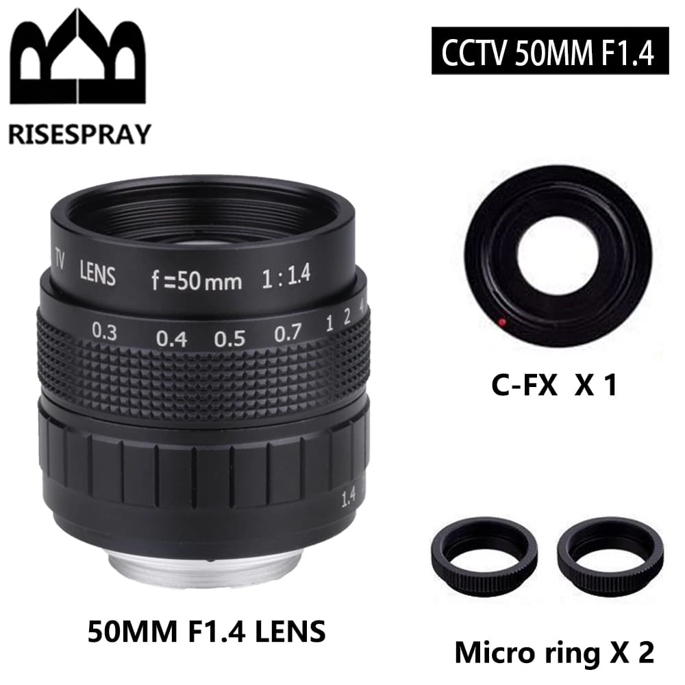 50mm f/1.4 APS-C CCTV Lens + adapter ring + 2 Macro Ring per fotocamera Mirroless Fujifilm X Mount XT10/XT20/XT30/X100F